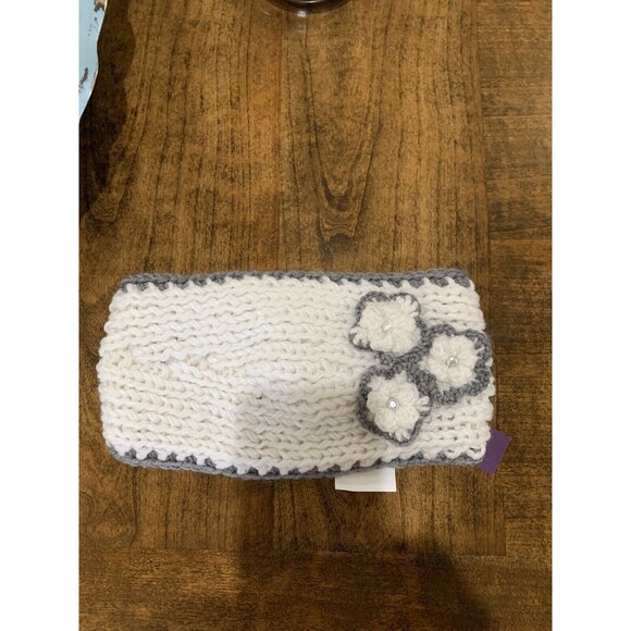 David and Young White & Gray Knitted Embellished Headband Head Wrap NEW - Picture 1 of 2
